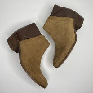 Madewell Cait Boot in Cigar Two-Toned Suade Leather Zip Ankle Boot Size 7.5